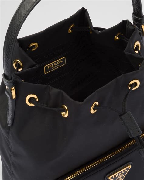 prada vela nylon bucket bag - black|prada duet bucket bag.